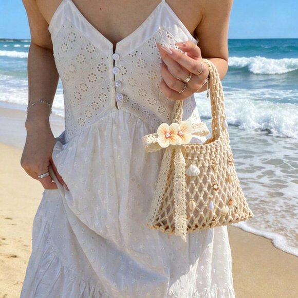 Handbags - Multicolor Casual Women's Personalized Ocean Woven Large Beach Handbag